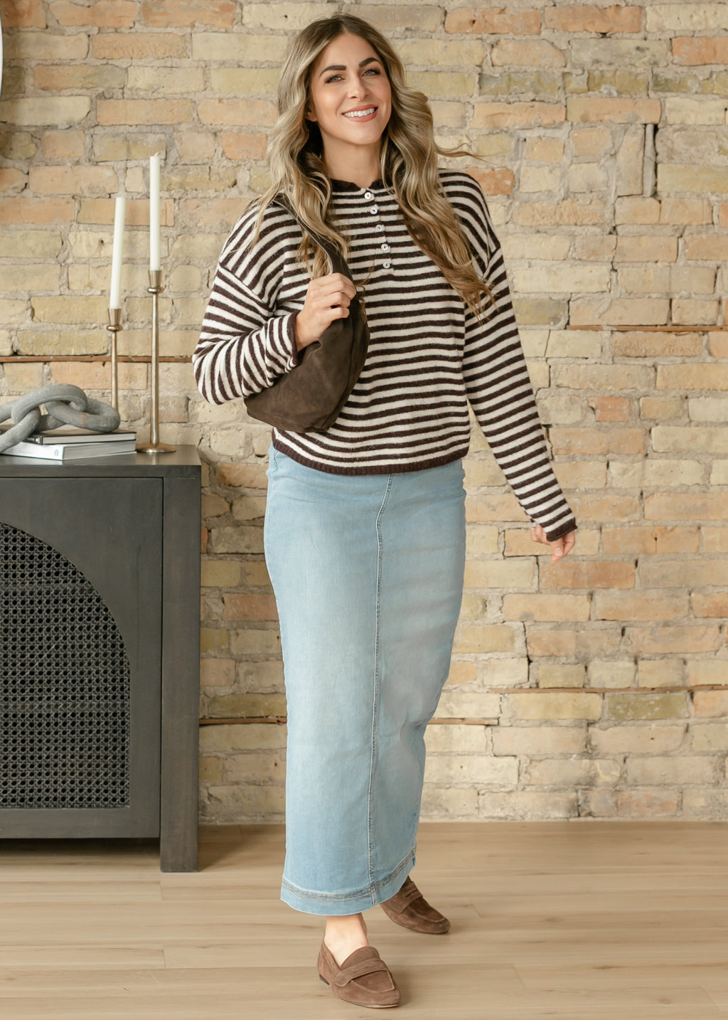 Things Between® Piper Henley Striped Pullover